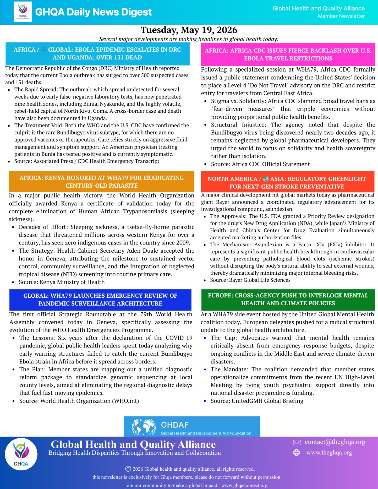 Global Health and Quality Alliance: GHQA's today's news